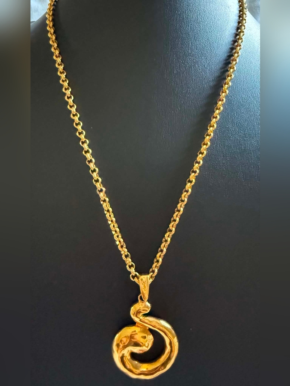 Yves Saint Laurent Gold Snake Pendant Necklace